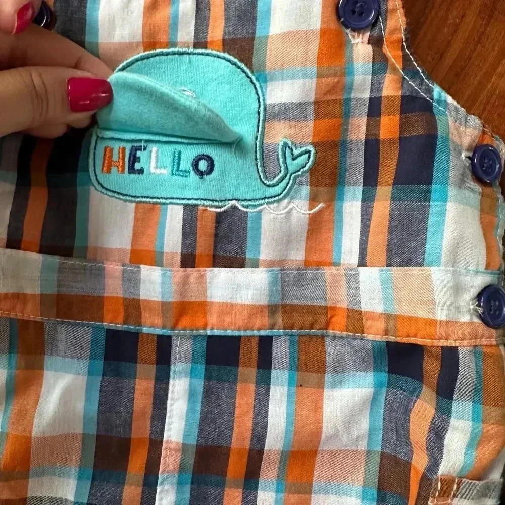 Baby Boy Size 6M Plaid‎ Shortall Bundle